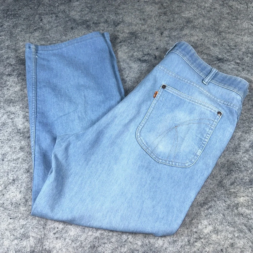 Vintage Levis Skosh More Room Jeans Mens 38x32 Chambray Trousers Pant Orange Tab